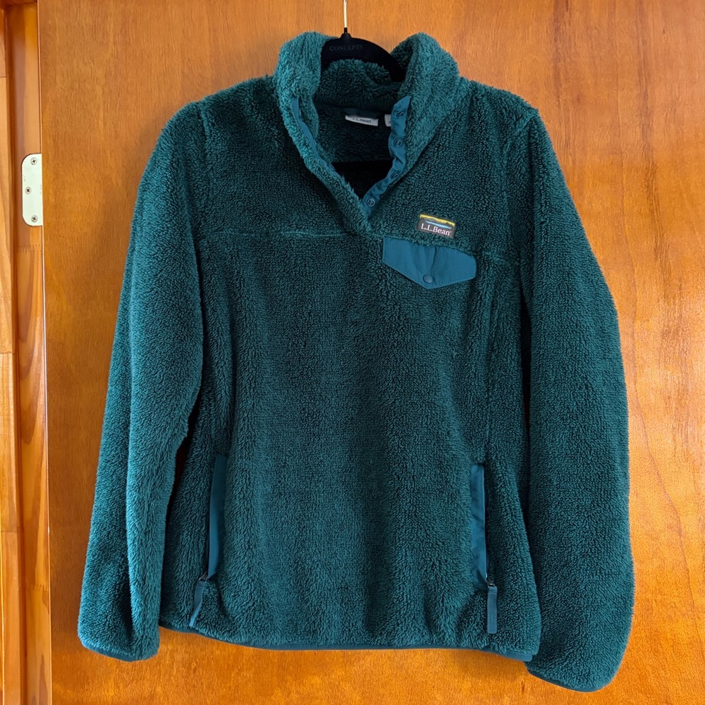 L.L. Bean Teal Sherpa Fleece Pullover
